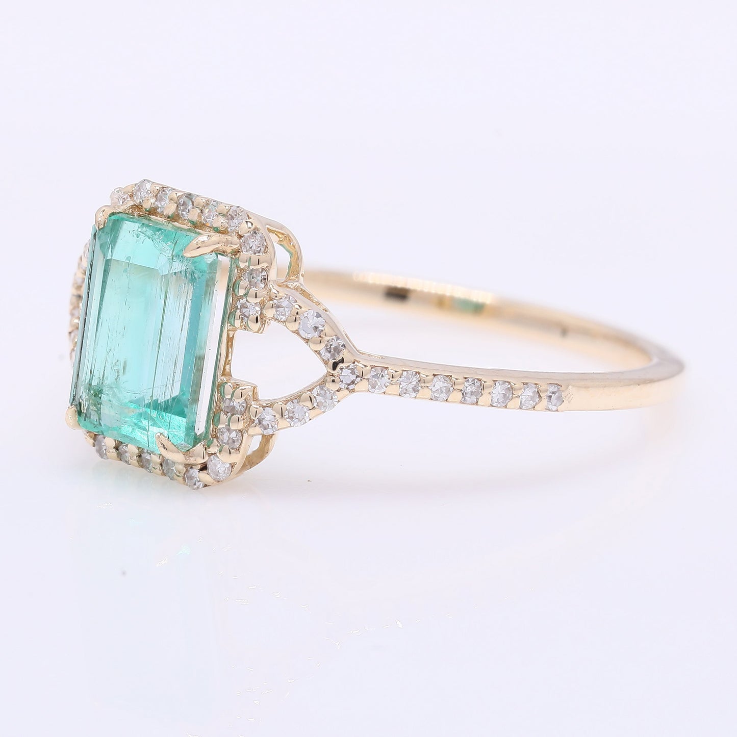 1.23 Ct Octagon Step Cut Natural Emerald 14K Gold Ring