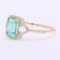 1.23 Ct Octagon Step Cut Natural Emerald 14K Gold Ring