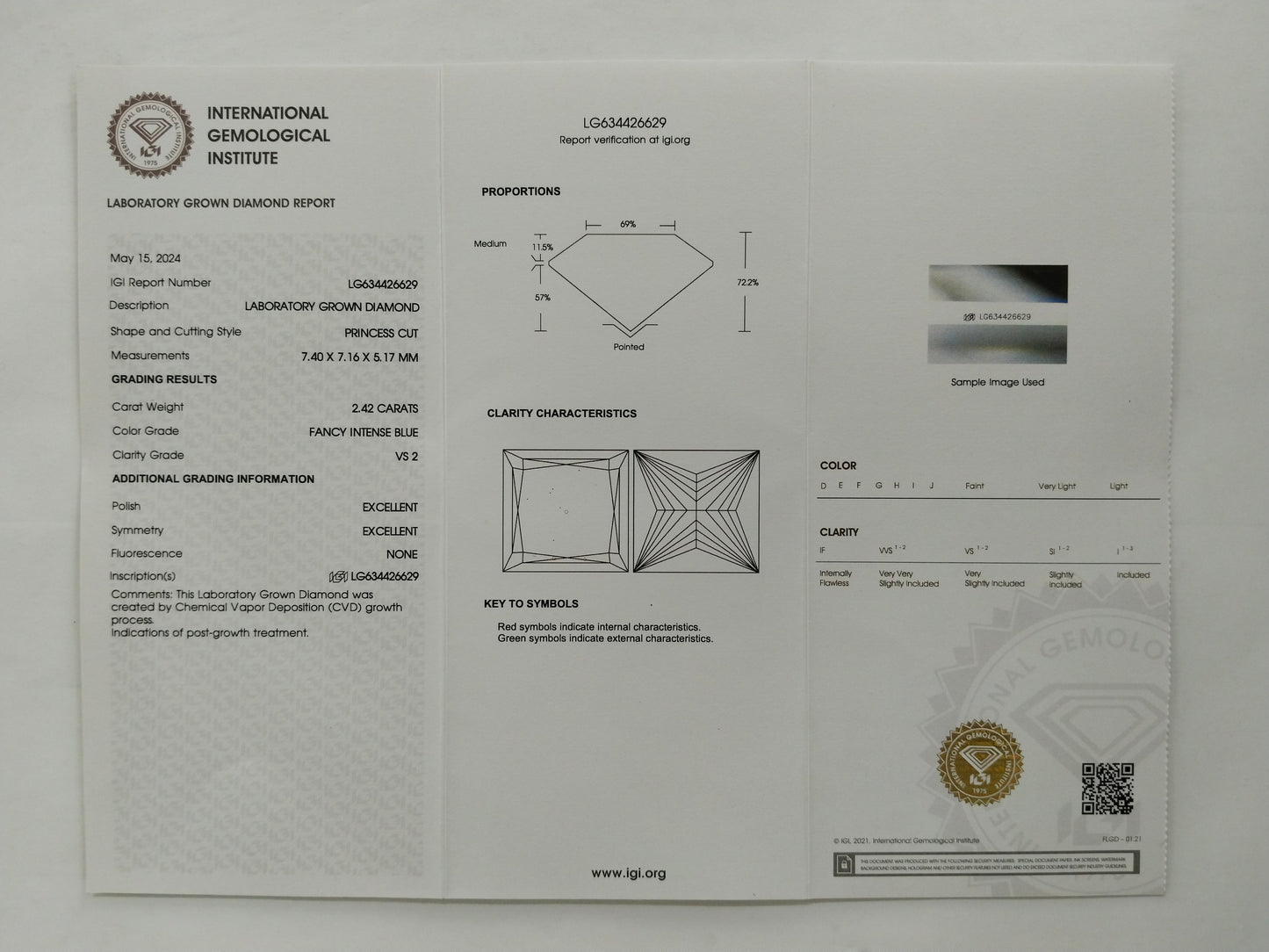 2.82 Ct Princess Cut Lab Grown Diamond 950 Platinum Ring