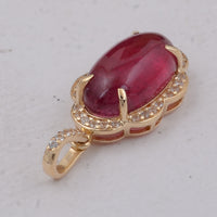 3.66 Ct Oval Tourmaline 9K Gold Pendant