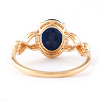 2.49 Ct Oval Mixed Cut Natural Sapphire 14K Gold Ring