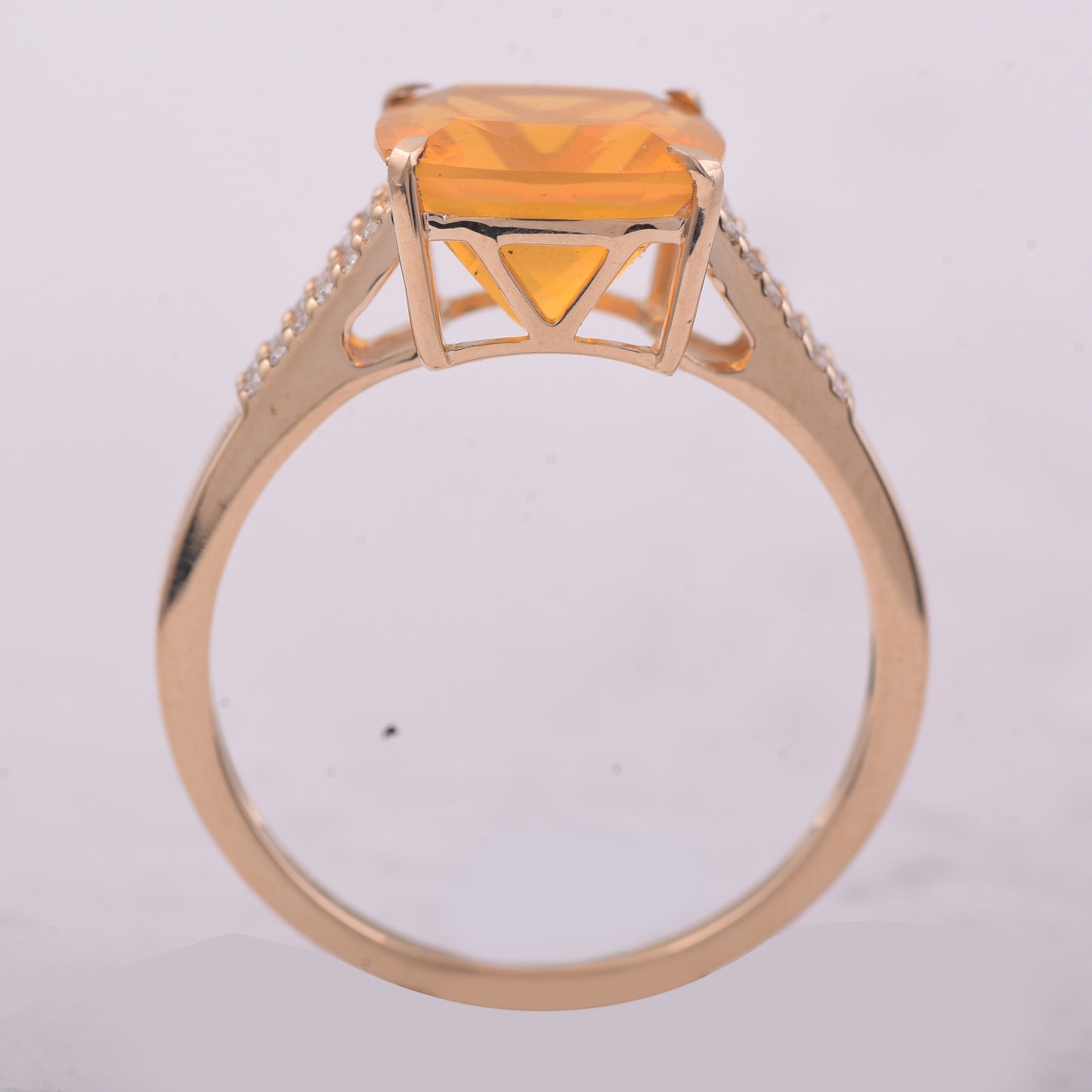 2.12 Ct Cushion Mixed Cut Natural Fire Opal 14K Gold Ring