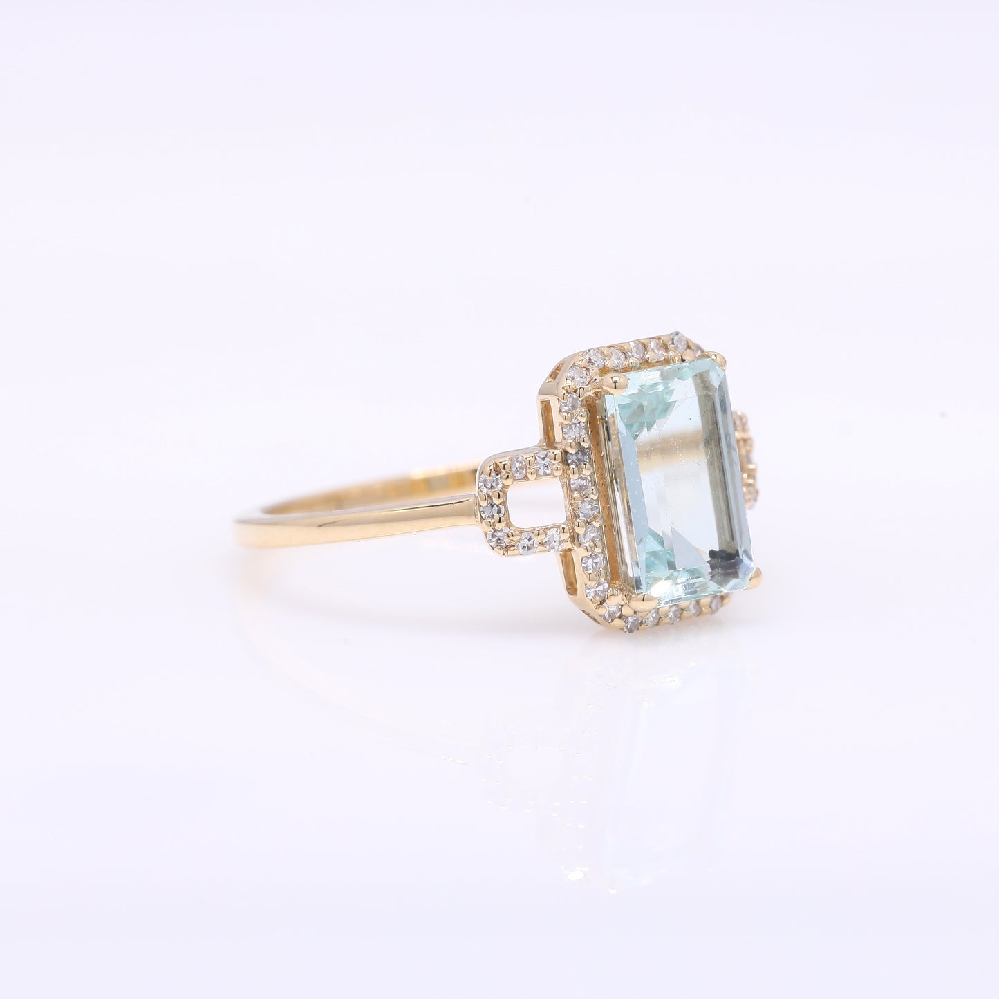 1.54 Ct Octagon Step Cut Natural Aquamarine 14K Gold Ring