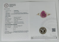 2.16 Ct Pear Mixed Cut Natural Corundum Ruby 14K Gold Ring