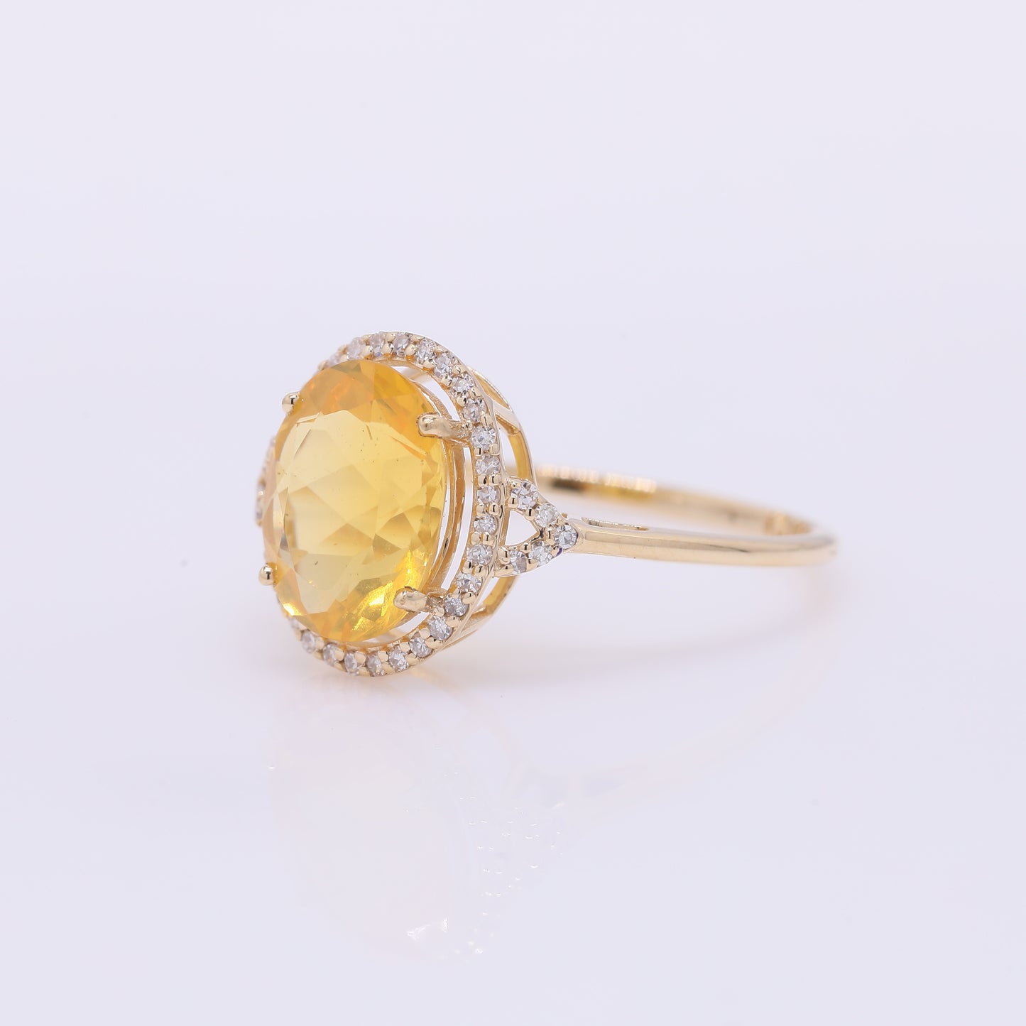 1.85 Ct Oval Mixed Cut Natural Fire Opal 14K Gold Ring