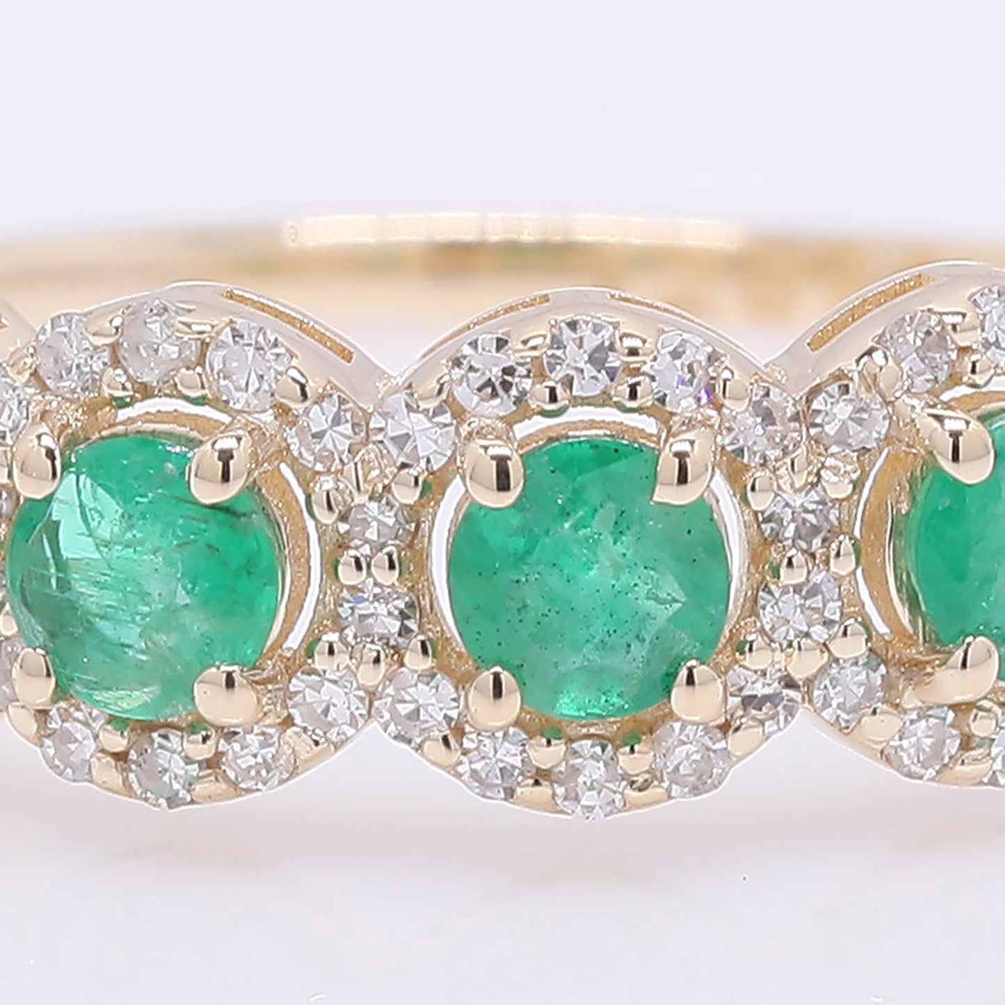 1.08 Ct Round Mixed Cut Natural Emerald 14K Gold Ring
