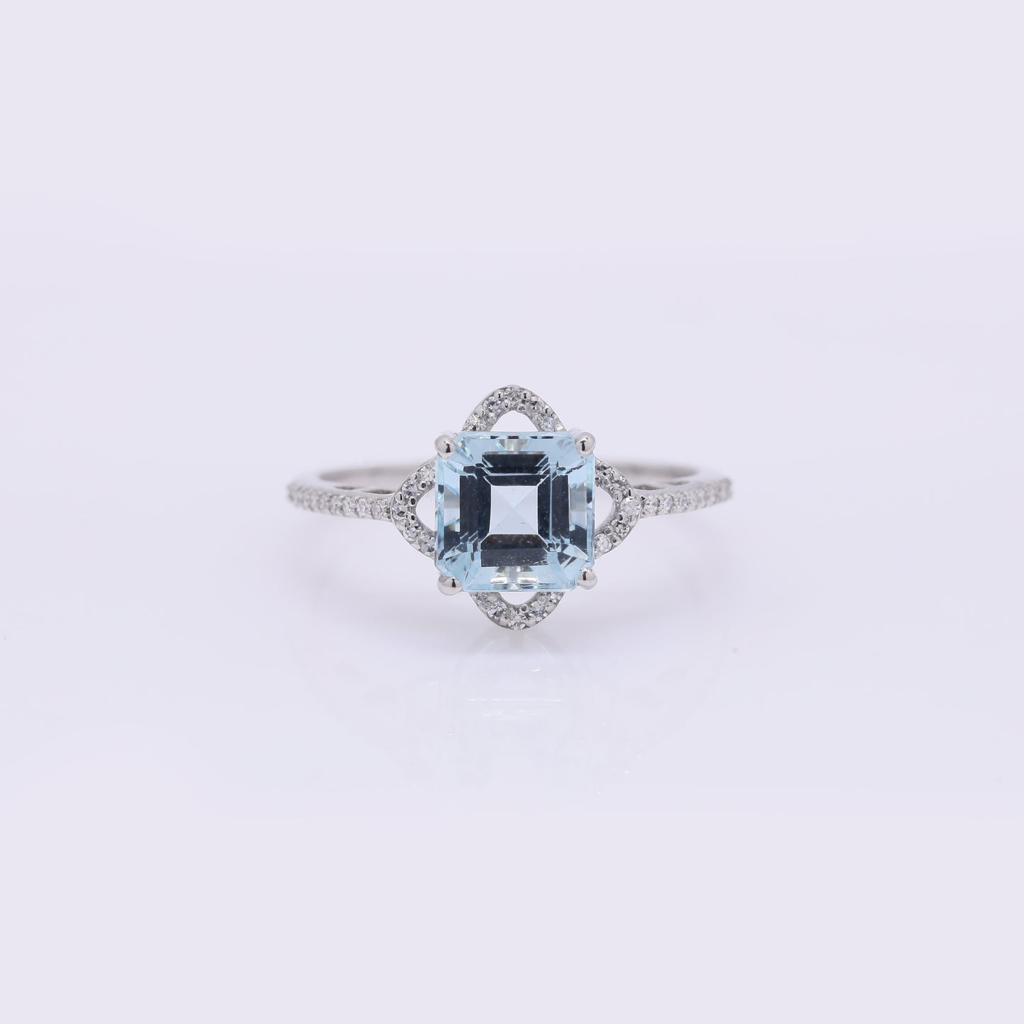 1.98 Ct Octagon Step Cut Natural Aquamarine 950 Platinum Ring
