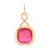 7.70 Ct Cushion Cabochon Cut Natural Rubellite 14K Gold Pendant