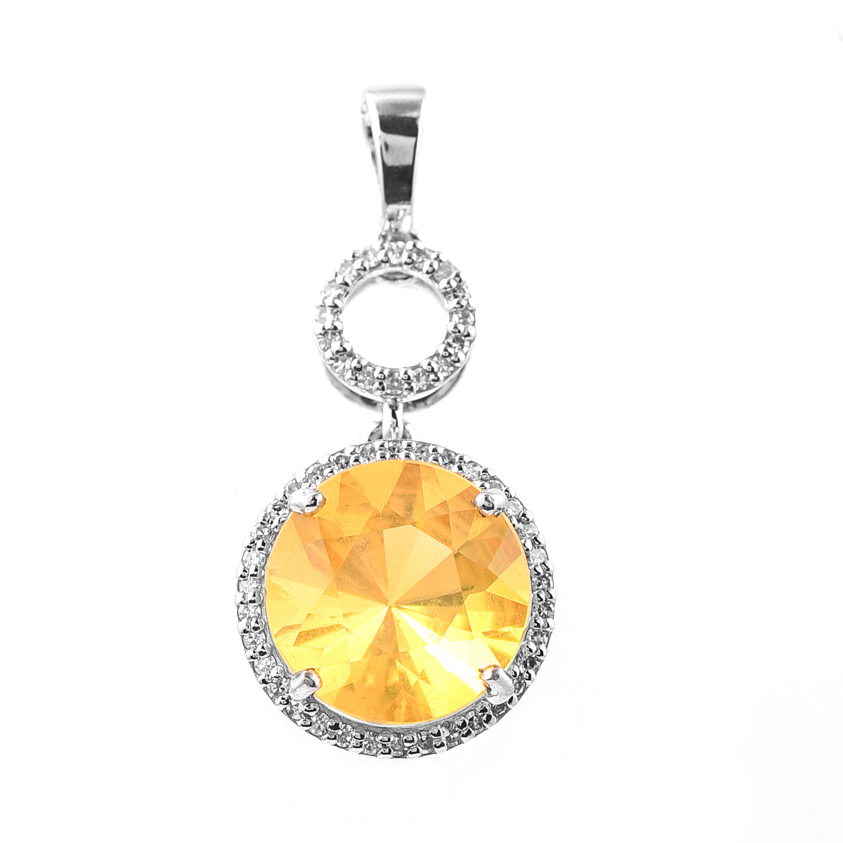 2.46 Ct Round Mixed Cut Natural Fire Opal 950 Platinum Pendant