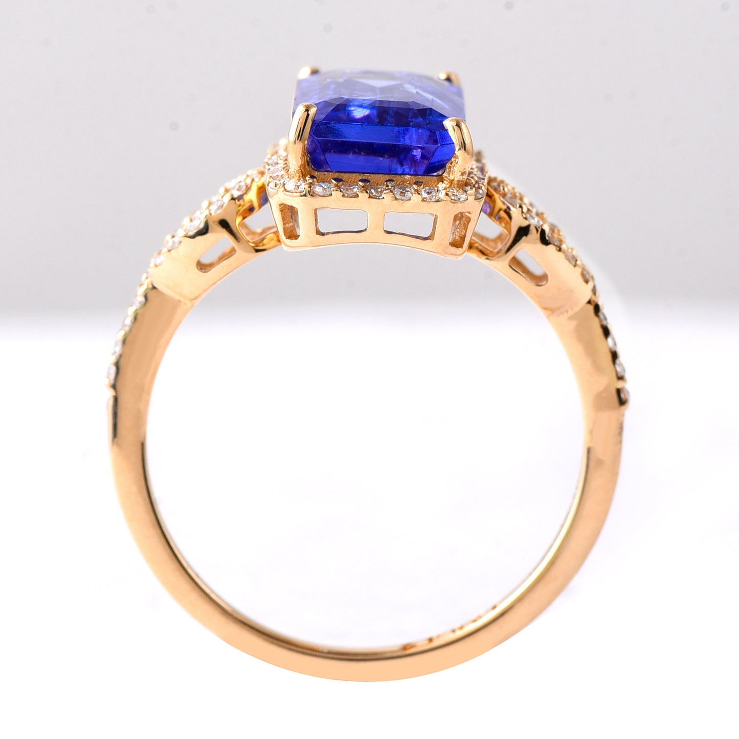 3.87 Ct Octagon Step Cut Natural Tanzanite 14K Gold Ring