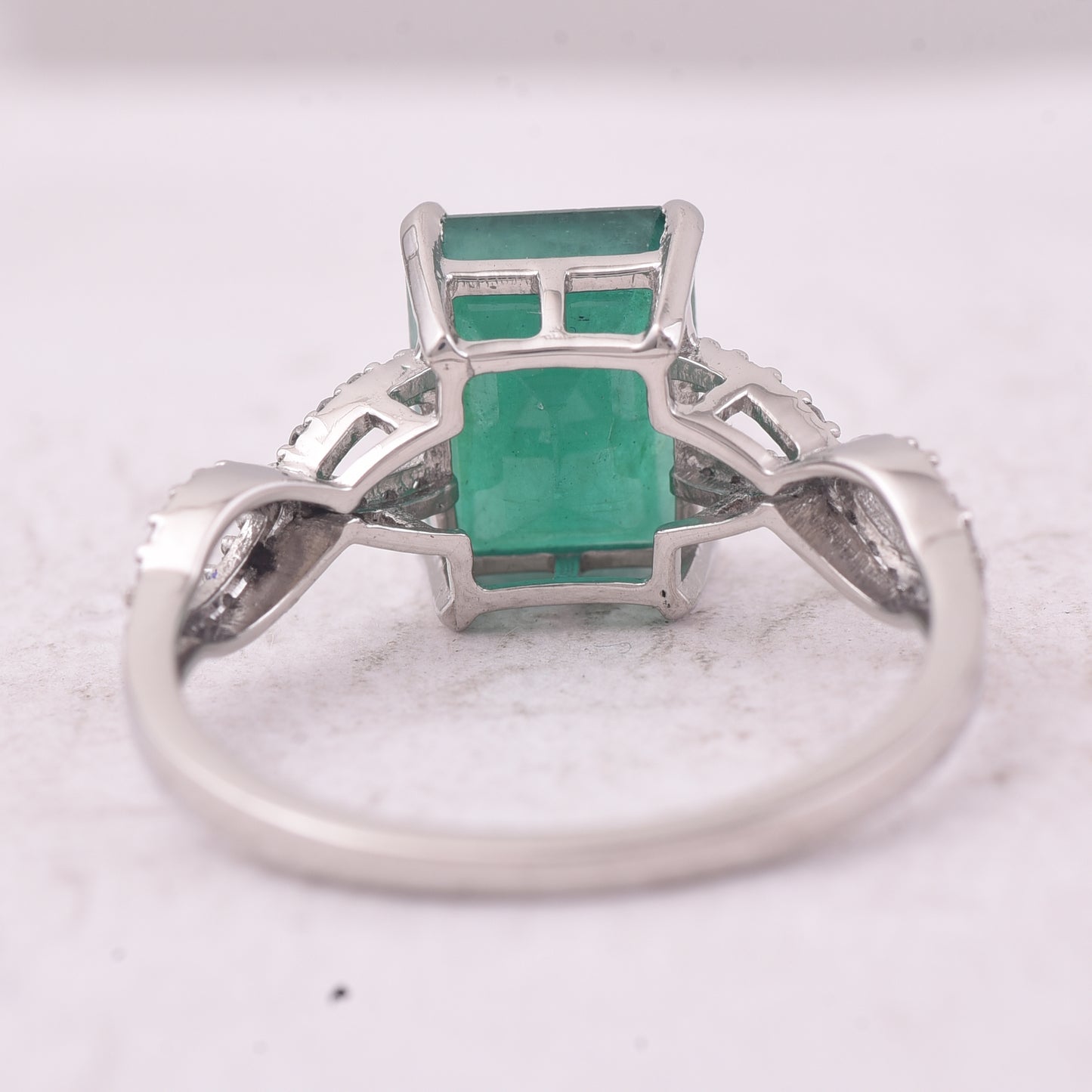 3.11 Ct Octagon Step Cut Natural Emerald 950 Platinum Ring