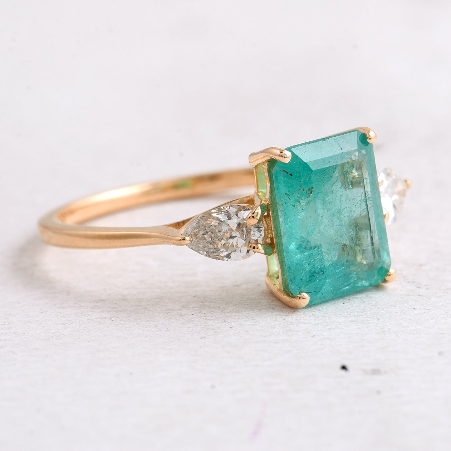2.36 Ct Octagon Step Cut Natural Emerald 14K Gold Ring