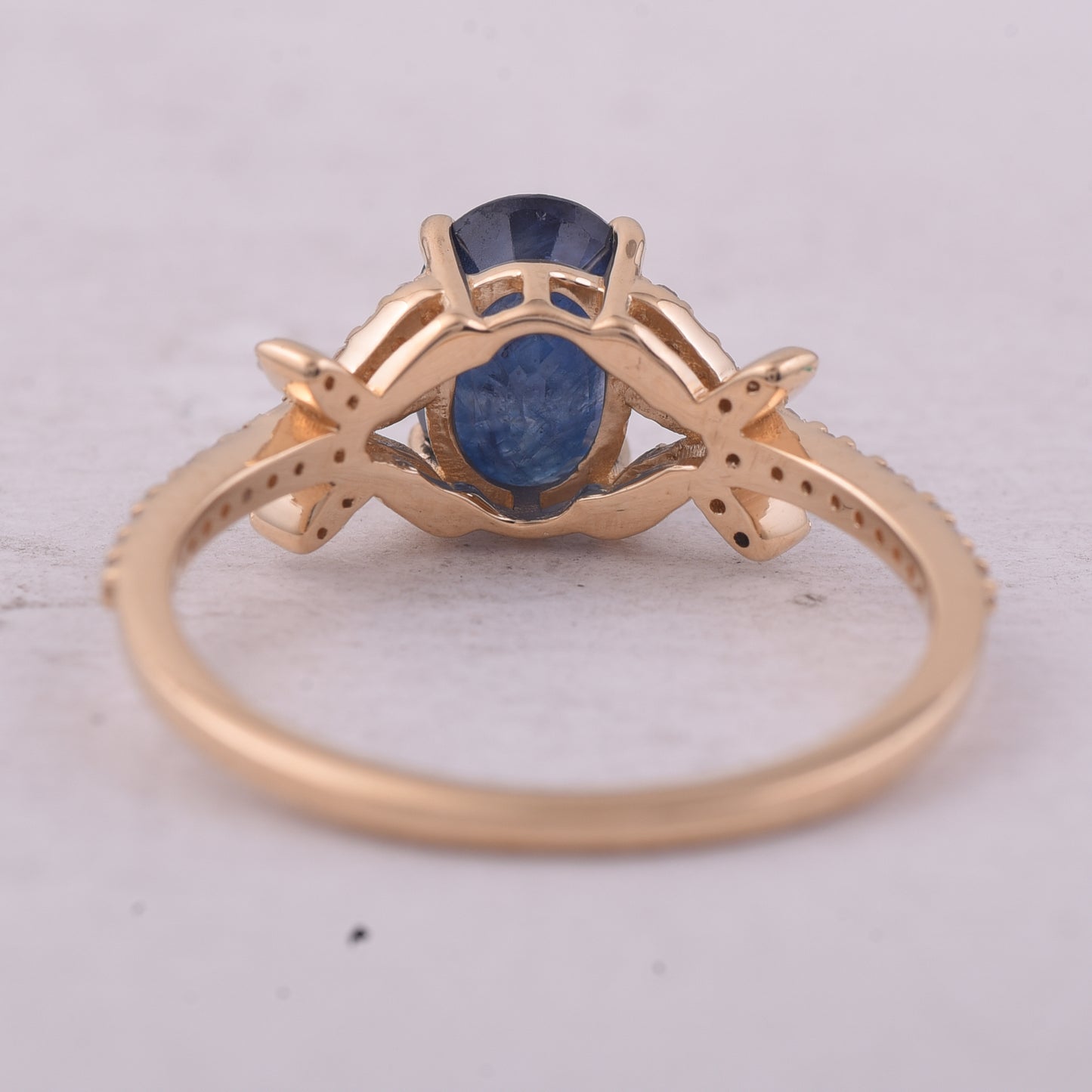1.94 Ct Oval Mixed Cut Natural Sapphire 14K Gold Ring