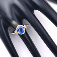 1.82 Ct Oval Mixed Cut Natural Sapphire 14K Gold Ring