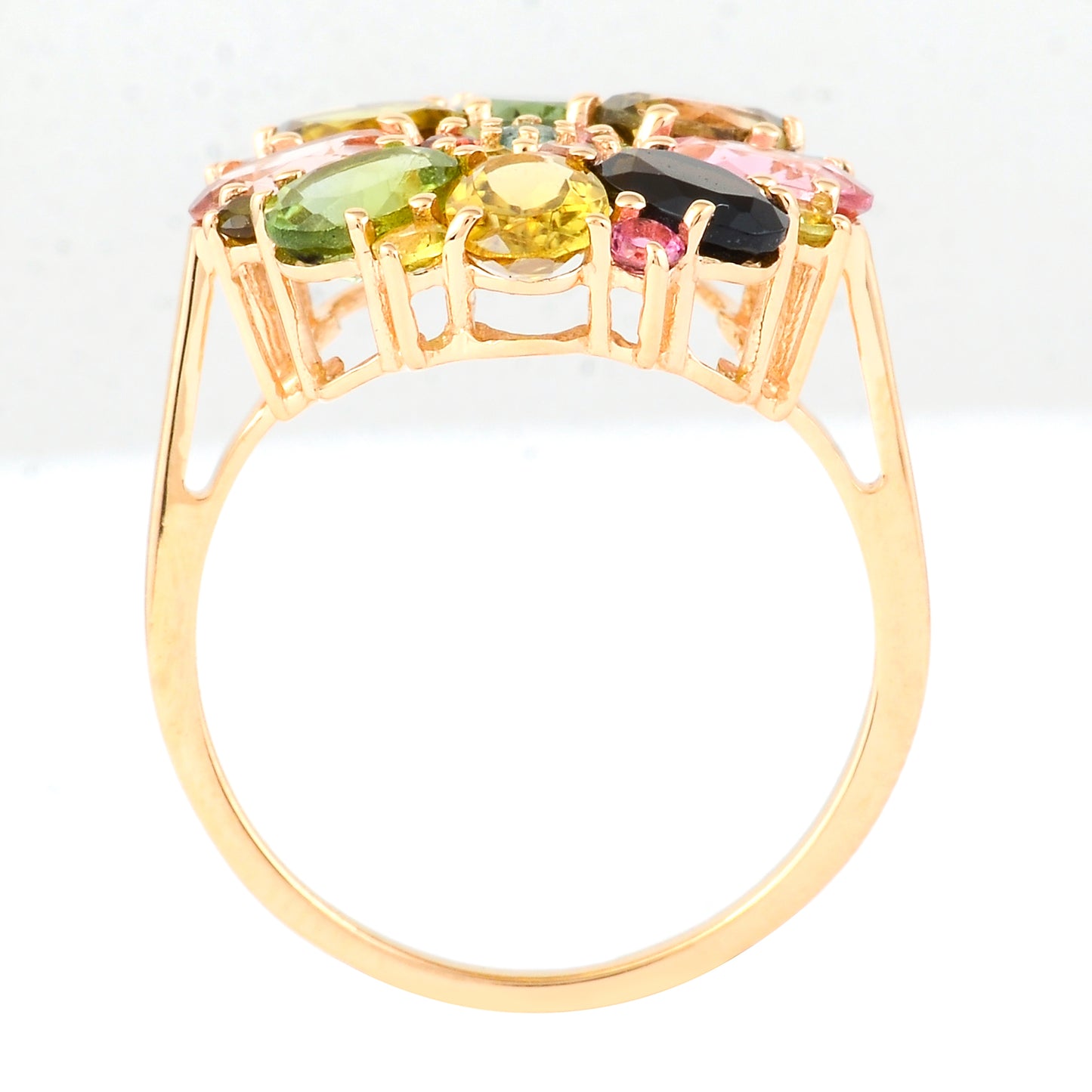 3.94 Ct Oval Multi Tourmaline 14K Gold Ring