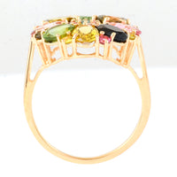 3.94 Ct Oval Multi Tourmaline 14K Gold Ring