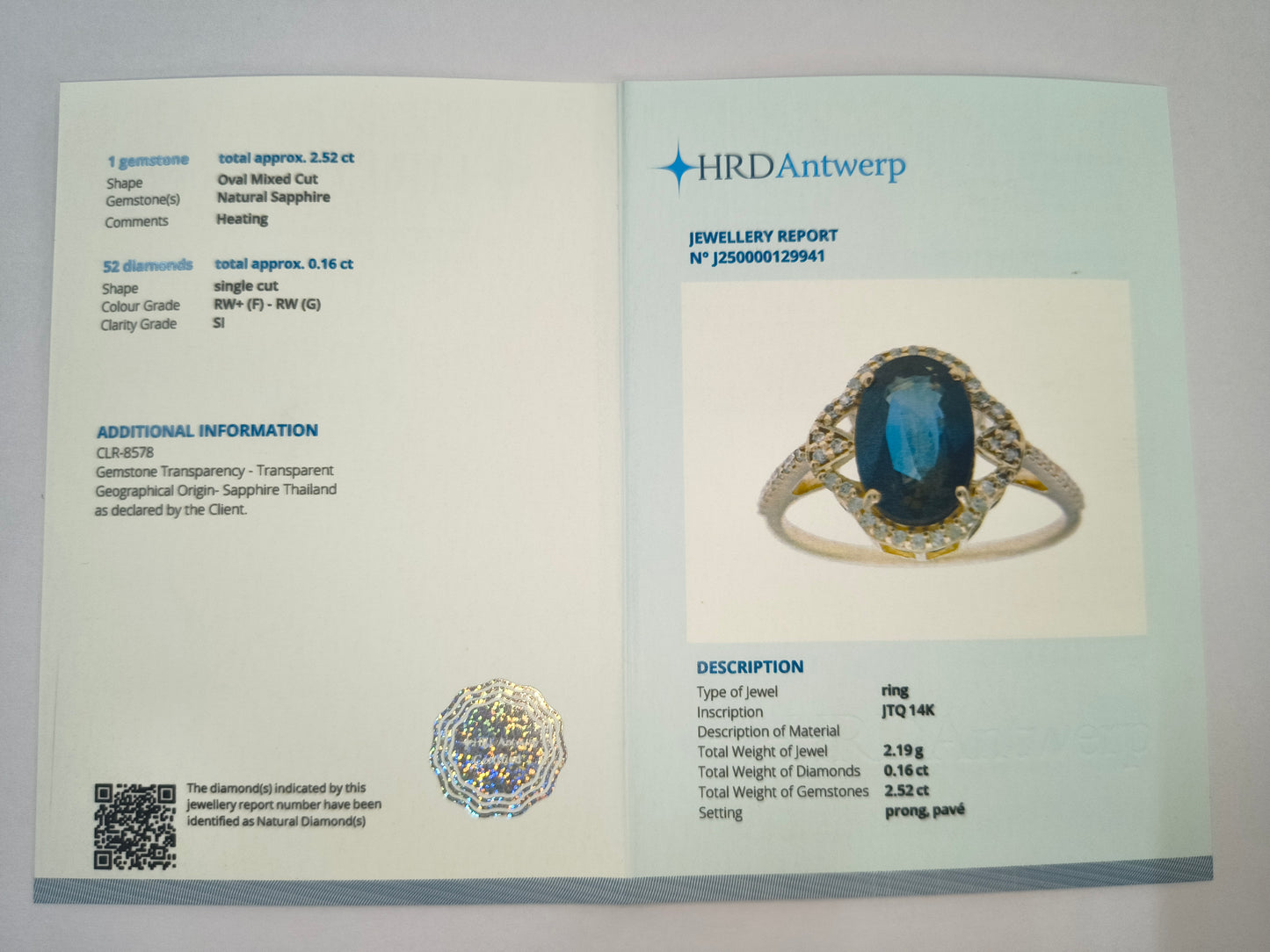 2.68 Ct Oval Natural Sapphire 14K Gold Ring