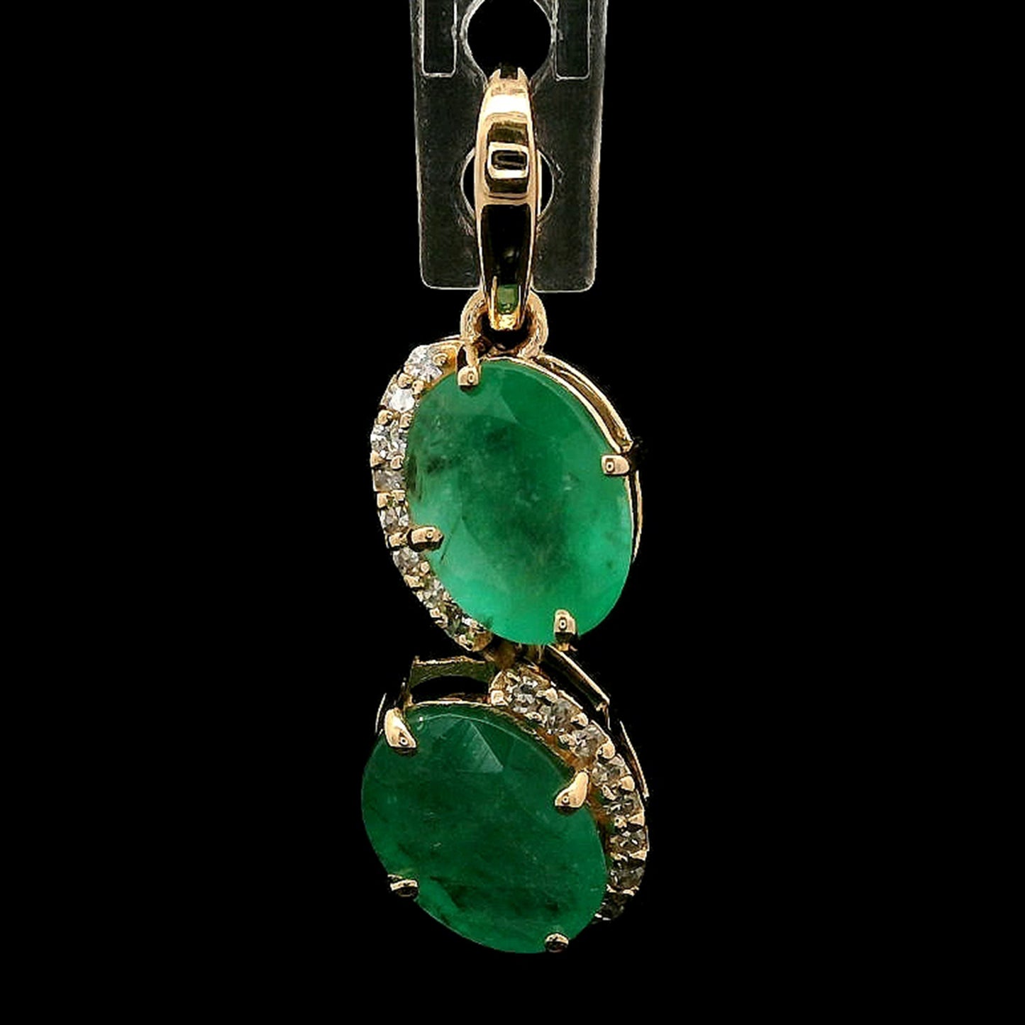 1.67 Ct Oval Mixed Cut Natural Emerald 14K Gold Pendant