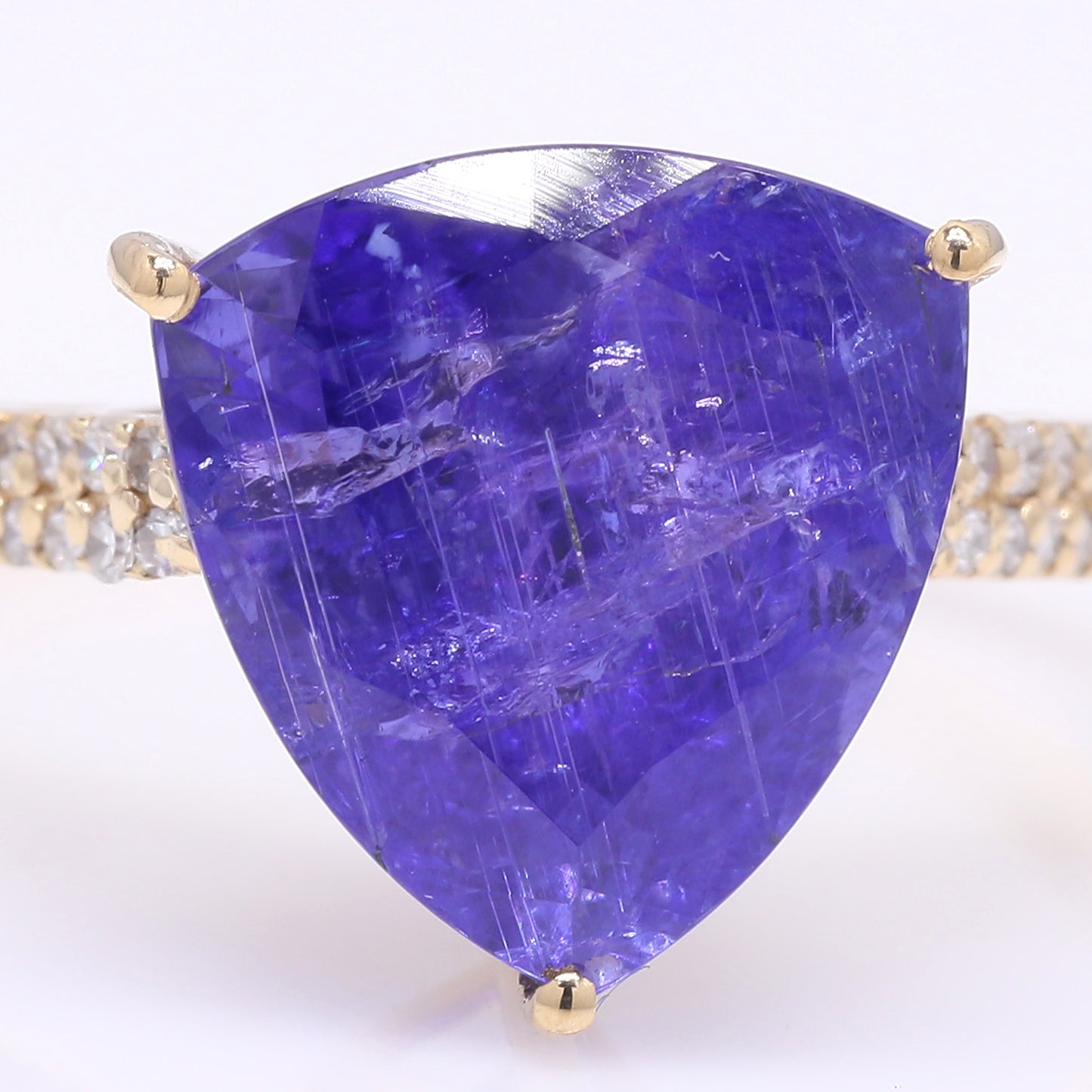 4.95 Ct Triangle Mixed Cut Natural Tanzanite 14K Gold Ring