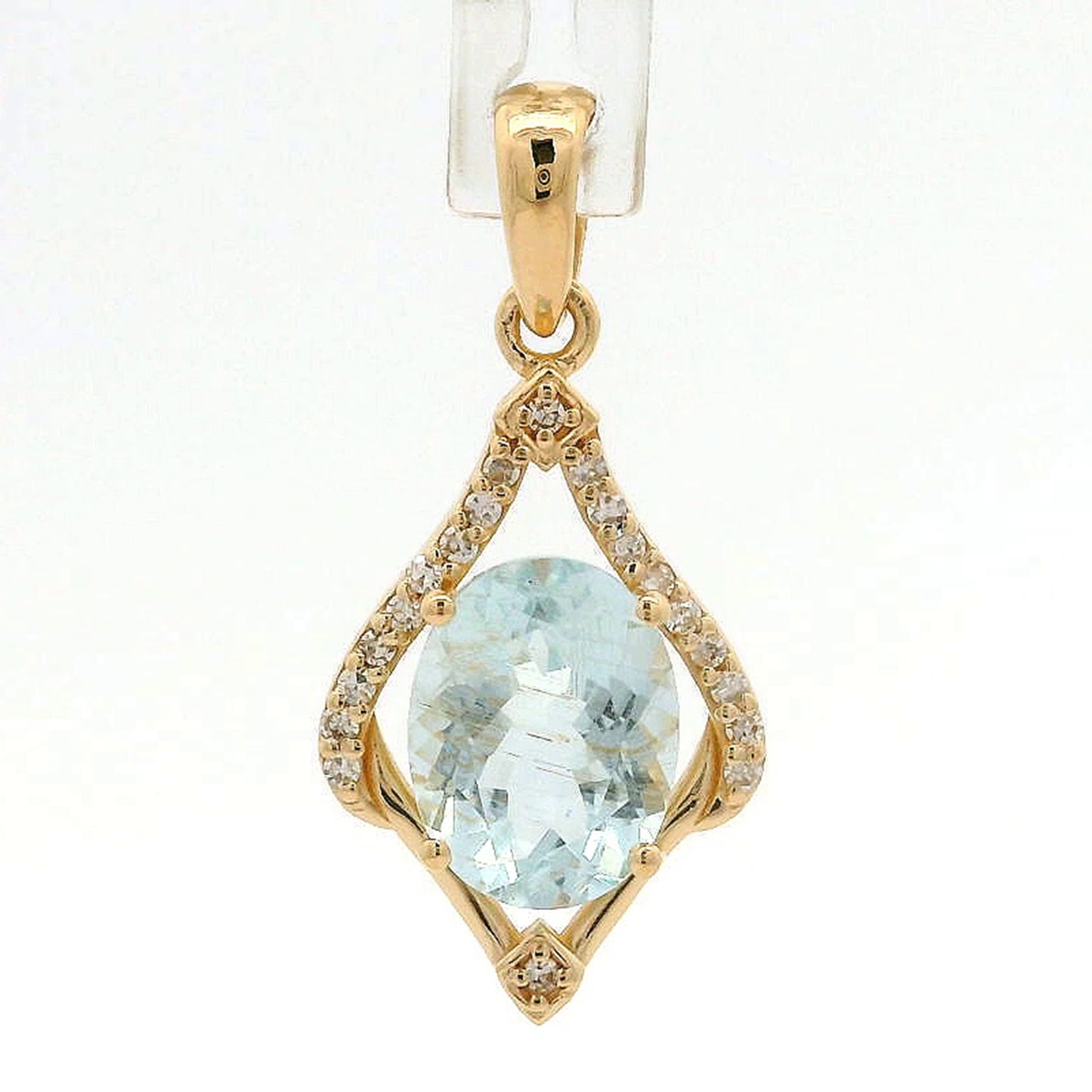 1.36 Ct Oval Aquamarine 14K Gold Pendant