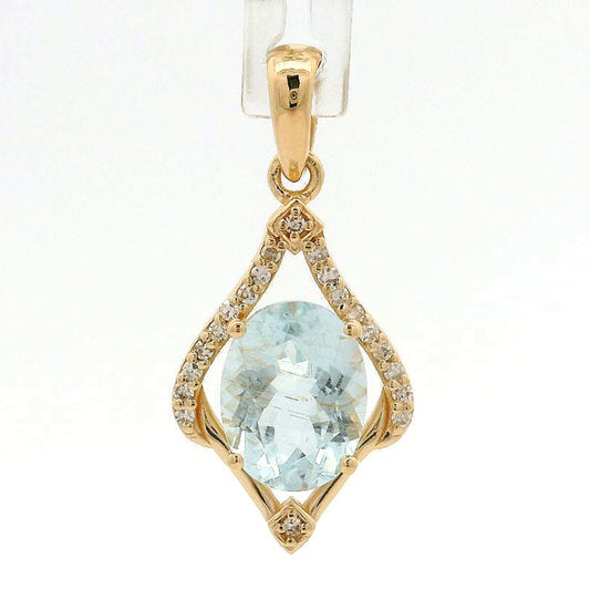 1.36 Ct Oval Aquamarine 14K Gold Pendant
