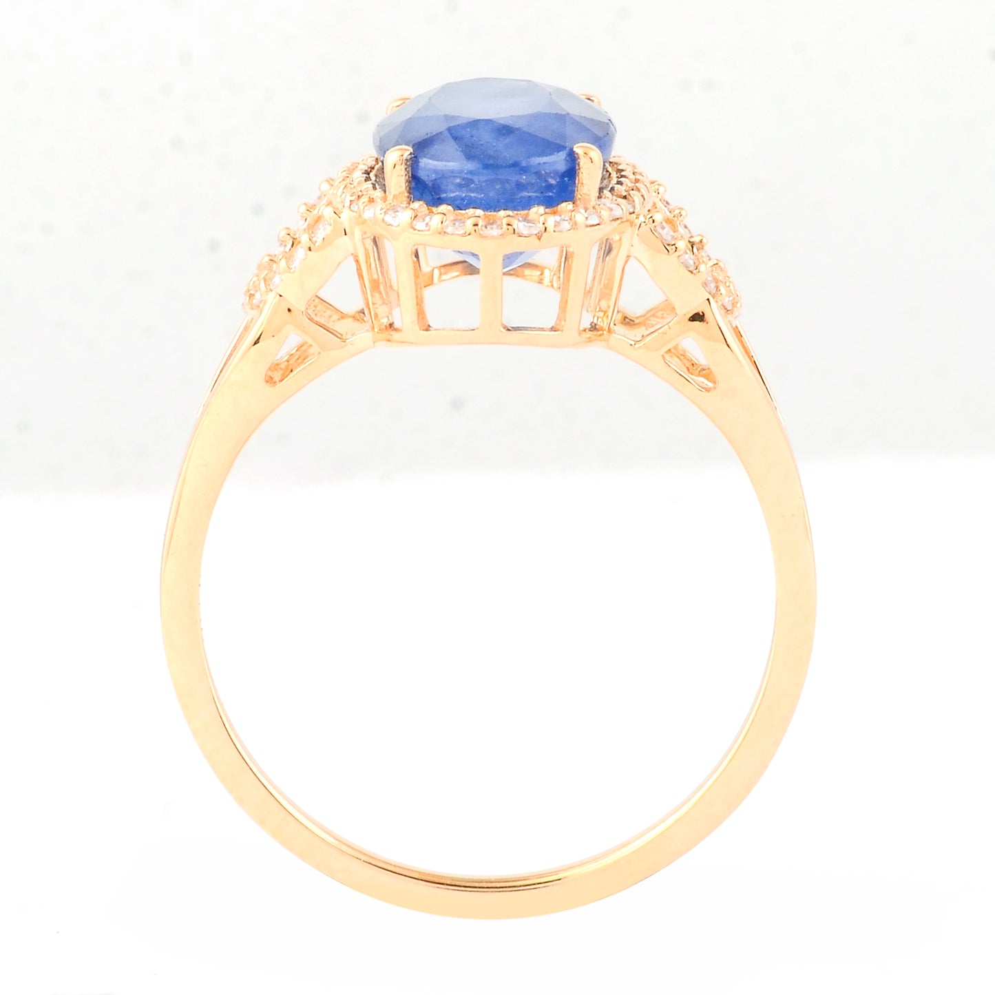 3.69 Ct Oval Mixed Cut Natural Sapphire 14K Gold Ring