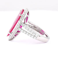 8.58 Ct Pear Ruby 950 Platinum Ring