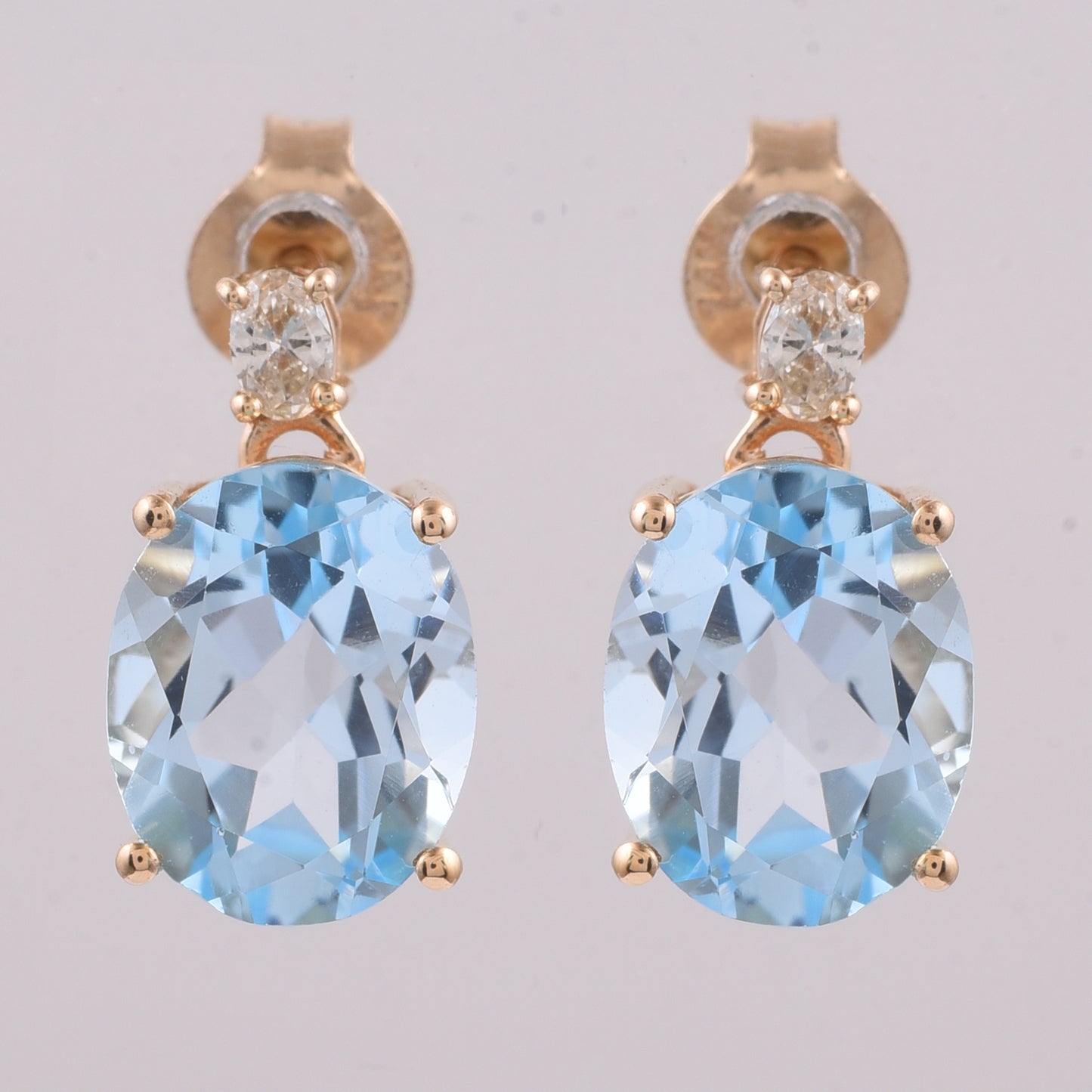 5.00 Ct Oval Natural Topaz 14K Gold Earrings