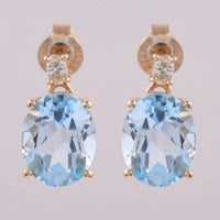 5.00 Ct Oval Natural Topaz 14K Gold Earrings