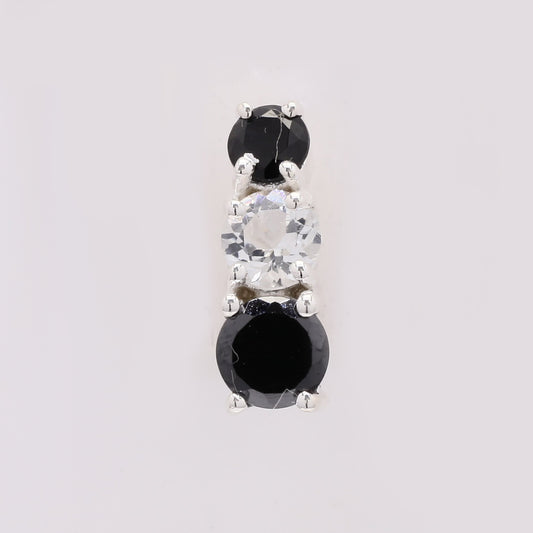 0.91 Ct Round Black Spinel 925 Silver Pendant
