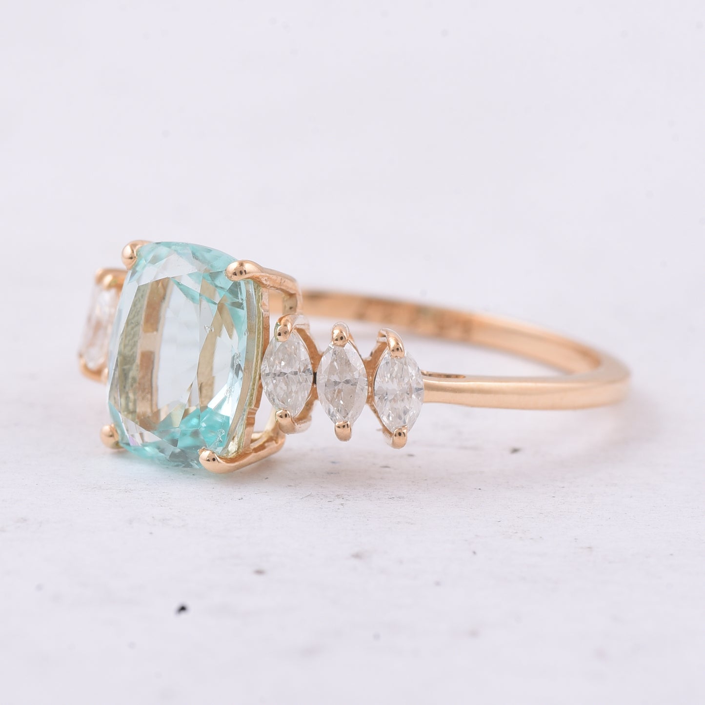1.84 Ct Cushion Natural Beryl 14K Gold Ring
