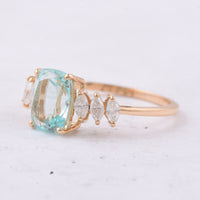1.84 Ct Cushion Natural Beryl 14K Gold Ring