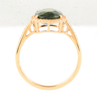 3.84 Ct Cushion Mixed Cut Natural Green Sapphire 14K Gold Ring