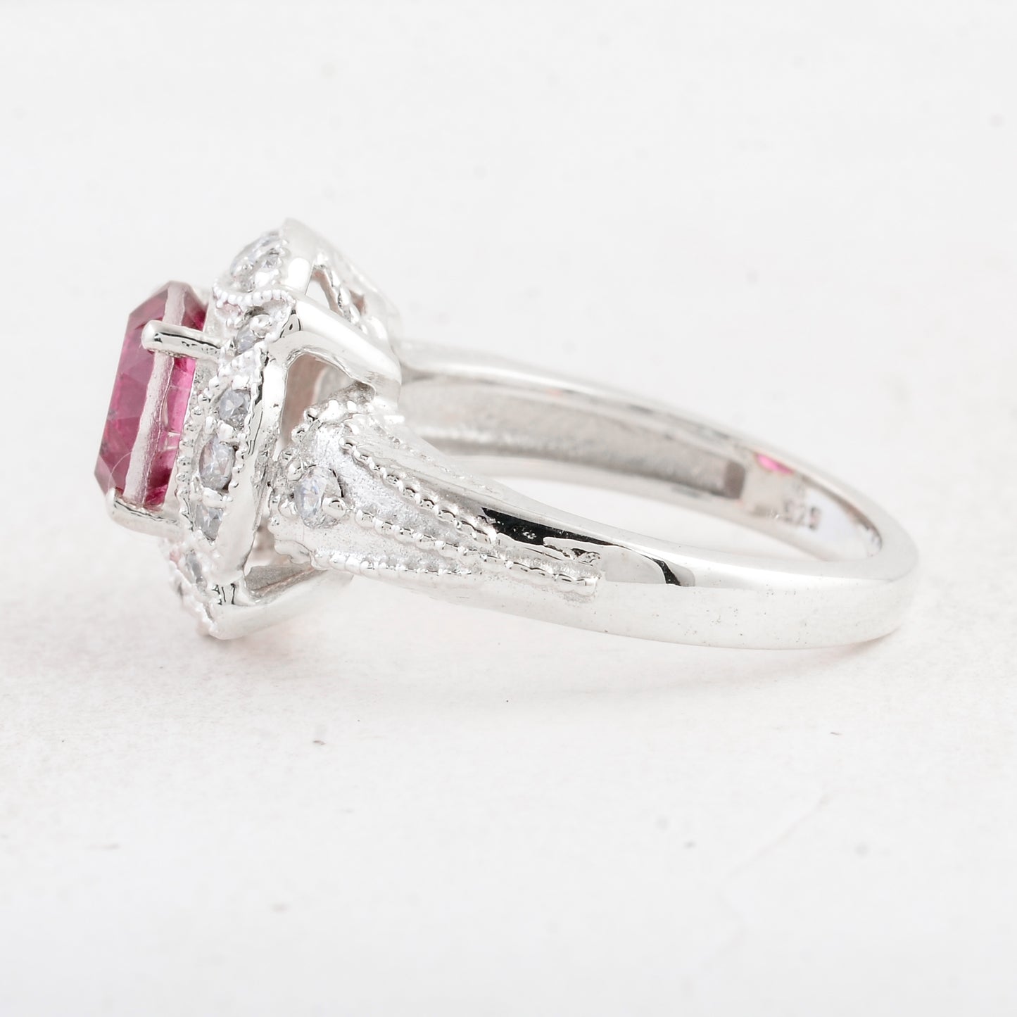 3.25 Ct Round Pink Topaz 925 Sterling Silver Ring
