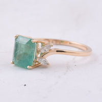 2.26 Ct Octagon Step Cut Natural Emerald 14K Gold Ring