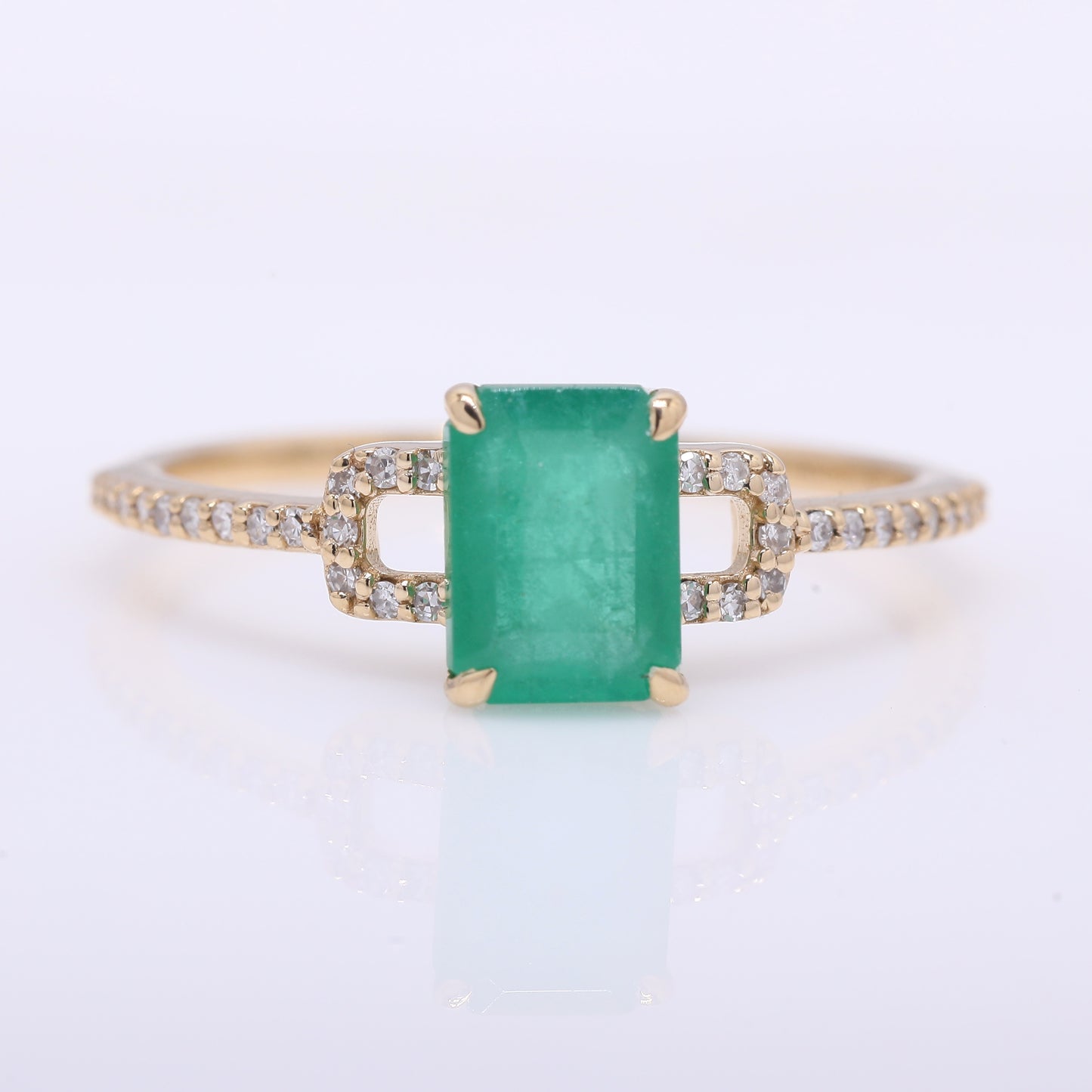 1.35 Ct Octagon Step Cut Natural Emerald 14K Gold Ring
