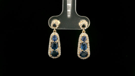 2.65 Ct Oval Sapphire 14K Gold Earrings