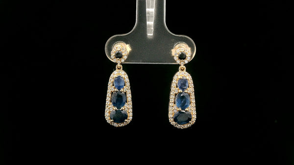 2.65 Ct Oval Sapphire 14K Gold Earrings