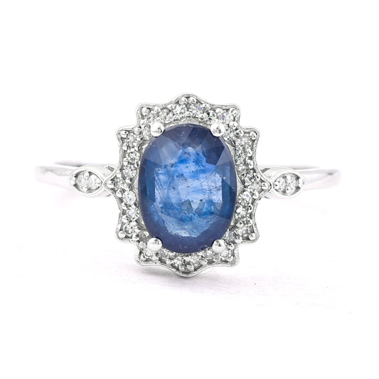 1.62 Ct Oval Mixed Cut Natural Sapphire 950 Platinum Ring