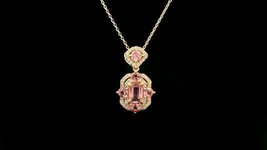 1.46 Ct Octagon Tourmaline 14K Gold Pendant