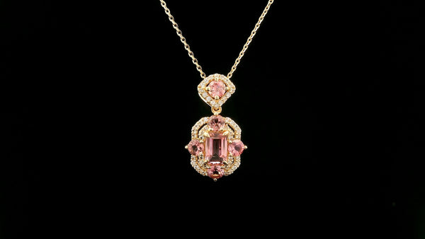 1.46 Ct Octagon Tourmaline 14K Gold Pendant