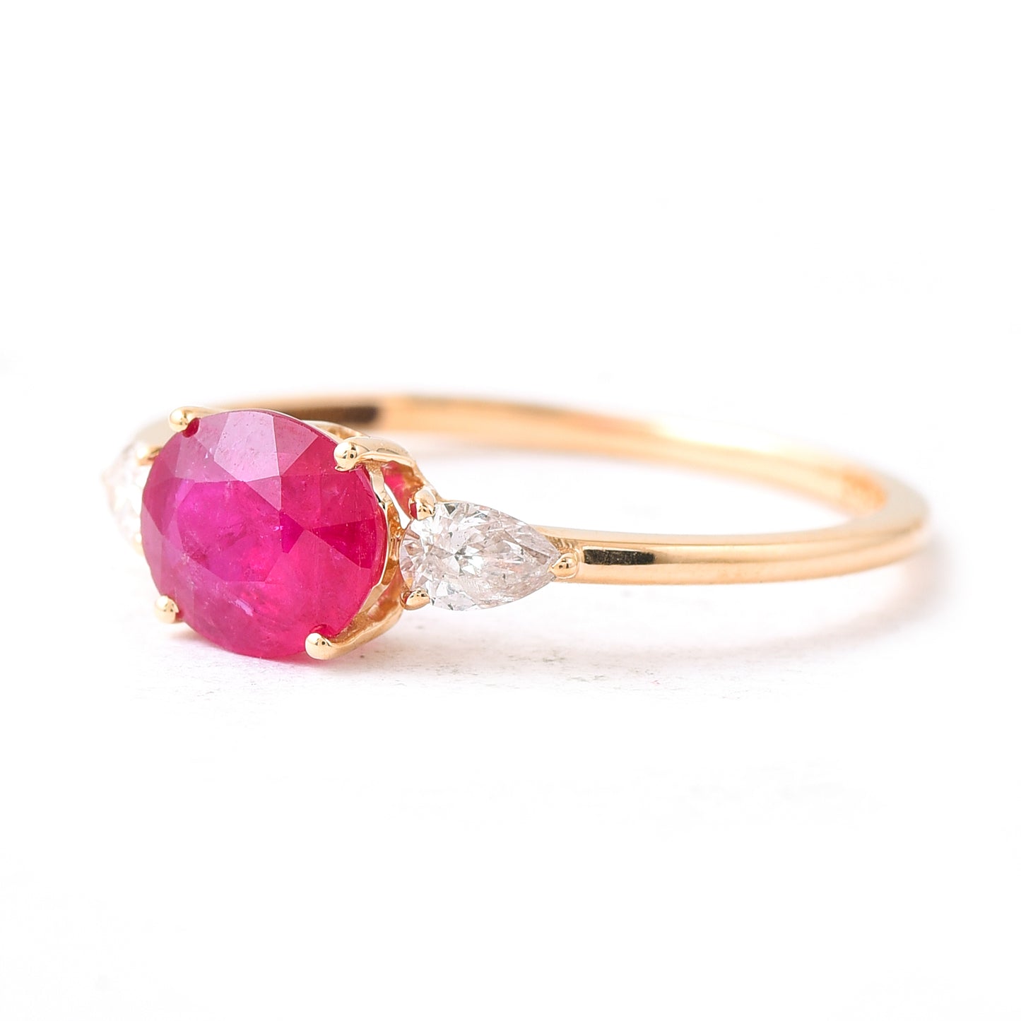 1.24 Ct Oval Mixed Cut Natural Ruby 14K Gold Ring