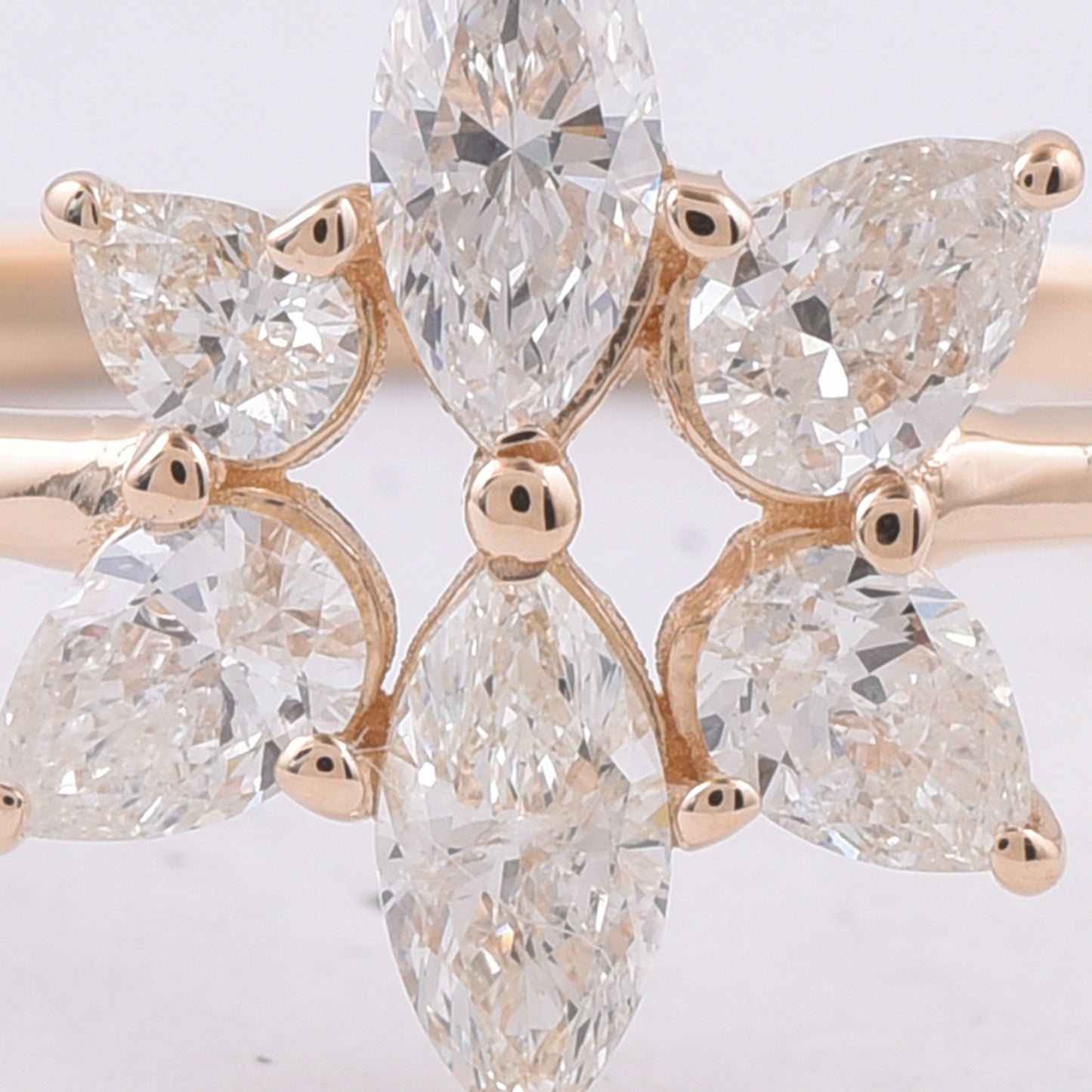 0.58 Ct Marquise, Pear Natural Diamond 14K Gold Ring