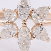 0.58 Ct Marquise, Pear Natural Diamond 14K Gold Ring