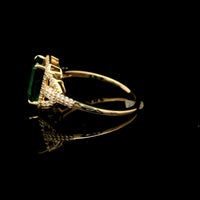 2.13 Ct Octagon Lab Grown Emerald 14K Gold Ring