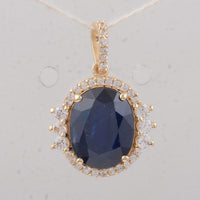 4.31 Ct Oval Sapphire 9K Gold Pendant