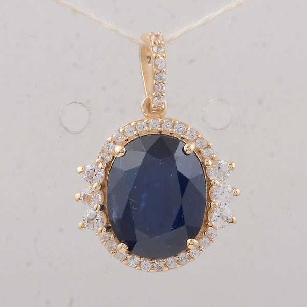4.31 Ct Oval Sapphire 9K Gold Pendant