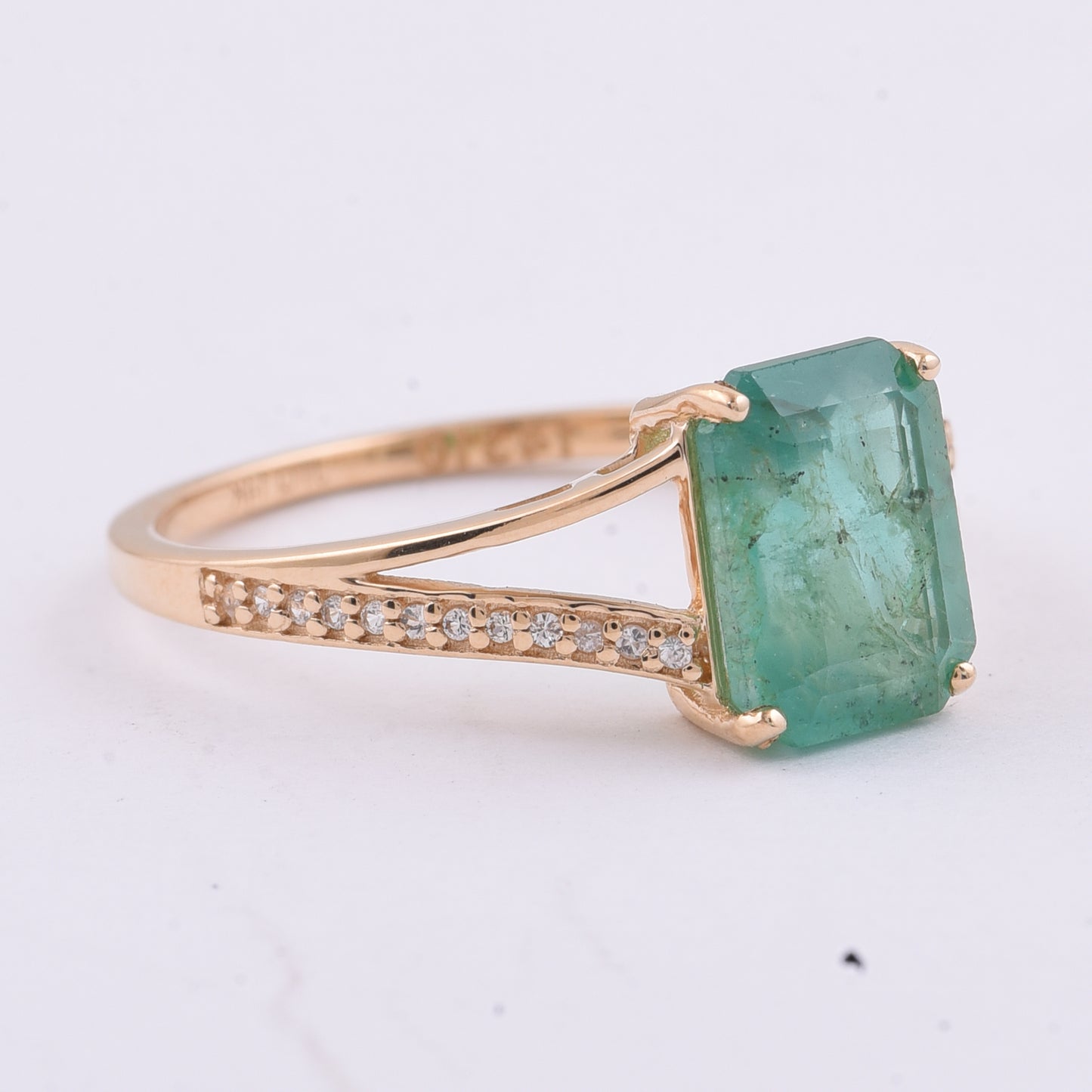1.89 Ct Octagon Step Cut Natural Emerald 14K Gold Ring