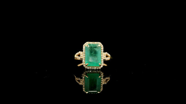 2.63 Ct Octagon Natural Emerald 14K Gold Ring