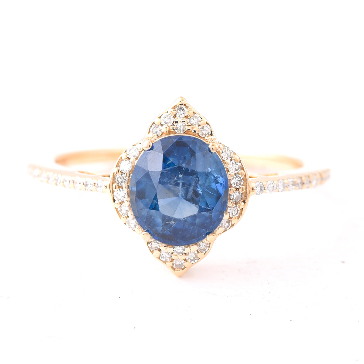 1.91 Ct Oval Mixed Cut Natural Sapphire 14K Gold Ring